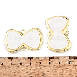 合金アクリルコネクタチャーム  ちょう結びのリンク  ホワイト  ゴールドカラー  26x40.5x5.5mm  穴：3mm&nbsp;AL-E003-10G