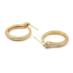 キュービックジルコニア スネーク スタッド ピアス  ラックメッキ真鍮ハーフフープピアス  カドミウムフリー＆鉛フリー  18KGP本金メッキ  24.5x4.5mm&nbsp;EJEW-L261-010G