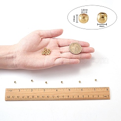 真鍮ビーズ  長持ちメッキ  ラウンド  ゴールドカラー  4x3.5mm  穴：1.6mm  200個/セット&nbsp;KK-SZ0001-11G-4mm