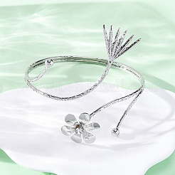 Flower Alloy Arm Cuff Bangles for Girl Women&nbsp;AJEW-A063-01G-P