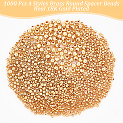 1000Pcs 4 Styles Brass Round Spacer Beads&nbsp;KK-NB0003-34