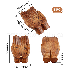 木製仏手ディスプレイ装飾  クリスタルホルダー  ジュエリーディスプレイトレイ  キャメル  180x125~127x47mm  内径：100x150mm&nbsp;AJEW-WH0304-38