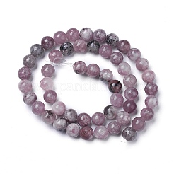 天然レピドライト/パープルマイカビーズ連売り  ラウンド  8mm  穴：1mm  約51個/連  15.9インチ（40.5cm）&nbsp;X-G-G770-04A-8mm