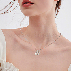 1pc Brass Chain with Alloy Letter Pendants Necklaces&nbsp;NJEW-LP0001-41B-P