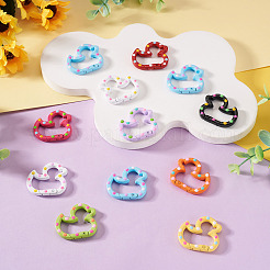 12Pcs Spray Printed Alloy Spring Gate Rings&nbsp;FIND-TA0009-96