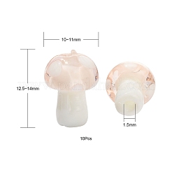 キノコの手作りランプワークビーズ10個。  ミスティローズ  12.5~14x10~11mm  穴：1.5mm&nbsp;LAMP-YW0001-08C
