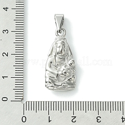 変色しない304ステンレススチールペンダント  観音菩薩のチャーム  ステンレス鋼色  27x13x6mm  穴：7x3mm&nbsp;STAS-L275-15P