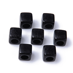 アクリルヨーロピアンビーズ  大穴ビーズ  キューブ  ブラック  7x7x7mm  穴：4mm  約1900個/500g&nbsp;MACR-S273-52
