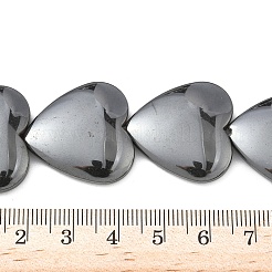 合成磁気無しヘマタイトビーズ連売り  ハート  グレー  25~25.5x25~25.5x6mm  穴：1.2mm  約19個/連  17.72''（45センチメートル）&nbsp;G-A263-A01-01