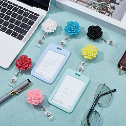 6Pcs Rose Resin Retractable Badge Reel&nbsp;HJEW-NB00303