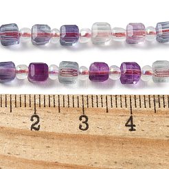天然石蛍石ビーズ連売り  ファセットテーブルカットキューブ  シードビーズで  4.5x4.5x4.5mm  穴：1.2mm  約58個/連  14.92''（37.9センチメートル）&nbsp;G-H096-A01-01