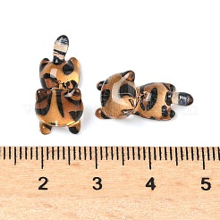 透明なヒョウ柄樹脂カボション  走る猫  ココナッツブラウン  18.5x9x5.5mm&nbsp;CRES-Z014-02