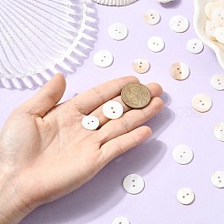 淡水貝ボタン2種類100個  フラットラウンド  貝殻色  15~18x1.5~2.5mm  穴：1.8~2mm  50個/スタイル&nbsp;BUTT-CJ0001-12