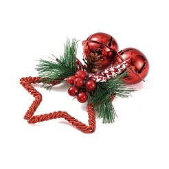 クリスマスのプラスチック製の星とベルのペンダント飾り  クリスマスツリーの吊り下げ飾り用  ファイヤーブリック  140x93x40mm  穴：16x18mm&nbsp;AJEW-S088-01A