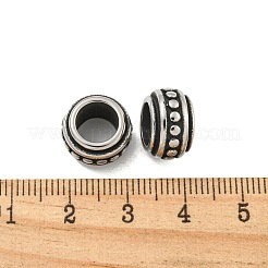316サージカルステンレススチール製大穴ビーズ  テクスチャーロンデル  アンティークシルバー  8x13x8mm  穴：7mm&nbsp;STAS-Q326-10AS-07