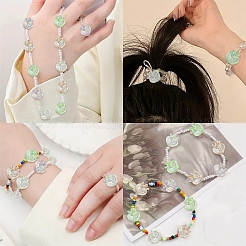 10 個の UV メッキ透明レインボー虹色アクリルビーズ  王冠とハート  ミックスカラー  24.5x21.5x14mm  穴：3mm&nbsp;OACR-YW0003-59