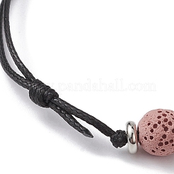 Dyed Natural Lava Rock Round Braided Bead Bracelets&nbsp;BJEW-JB09907