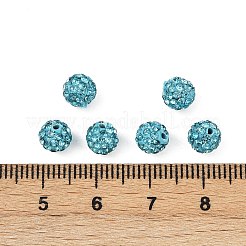 樹脂粘土ラインストーンビーズ  パヴェボールディスコビーズ  グレードA  片穴  ラウンド  アクアマリン  pp9（1.5mm）  1.6mm  穴：6mm&nbsp;RB-H284-6MM-Half-202