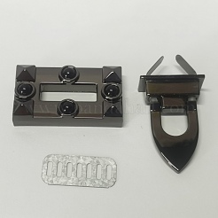合金バッグツイストロック  ロッククラスプを回す  シム付き  バッグ交換用アクセサリー  長方形  ガンメタ色  42x46.5x28mm&nbsp;FIND-WH0145-32