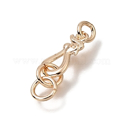 真鍮製のフック  丸カン付き  ラックめっき  ライトゴールド  14x6.5x1.4mm  穴：3mm/ 4mm&nbsp;KK-CBA0DF0-19B-KCG