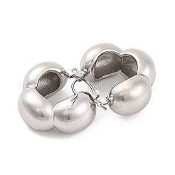変色しない304ステンレススチール製フープピアス（女性用）  半円  ステンレス鋼色  22.5x25mm&nbsp;EJEW-Z057-05P