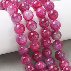 天然の天然翡翠ビーズ連売りを染めた  ラウンド  赤ミディアム紫  12mm  穴：1.2mm  約16個/連  7.48インチ（19cm）&nbsp;G-G021-01D-12