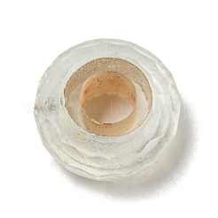 ガラスヨーロピアンビーズ  大穴ビーズ  ホイール  多面カット  ホワイト  14.5x6.4mm  穴：5.7mm&nbsp;GLAA-XCP0001-43F