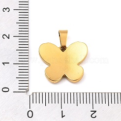 イオンプレーティング（IP）304ステンレスペンダント  バタフライチャーム  ゴールドカラー  14x16x2mm  穴：6x3mm&nbsp;STAS-H182-07G