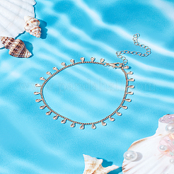 1Pc Brass Teardrop Charm Anklets&nbsp;AJEW-LP0007-17