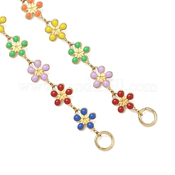 304 Stainless Steel Enamel Colorful Sunflower Link Chain Bracelet Making&nbsp;AJEW-JB01630