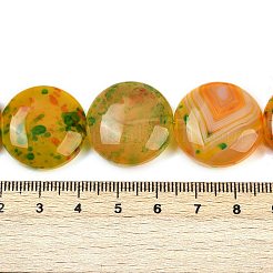 染め加工天然石瑪瑙ビーズ連売り  フラットラウンド  ダークオレンジ  22.5~24x7.5~12mm  穴：2mm  約15個/連  12.99''~13.19'（33~33.5センチメートル）&nbsp;G-U029-G01