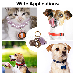 天然アメジストの首輪チャーム  猫犬ウサギ用の鐘付き合金ペンダント装飾  月/ハート/星/足跡  アンティークブロンズ  26~30mm  8個/セット&nbsp;HJEW-PH01731