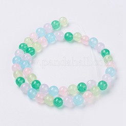 天然石ホワイトジェイドビーズ連売り  染め  ラウンド  ミックスカラー  6mm  穴：0.8mm  約63個/連  14.5インチ（37cm）&nbsp;G-G756-01-6mm