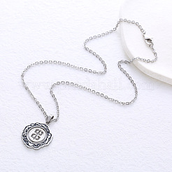 Vintage 304 Stainless Steel Enamel Black Flower Pendant Necklaces for Women&nbsp;MU3860