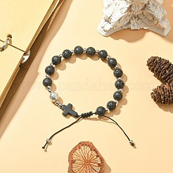 3 個 3 スタイル宝石ラウンド & クロス編組ビーズブレスレット  女性用の調節可能なナイロンコードブレスレット  内径：2-1/8~3-1/8インチ（5.5~8cm）  1style / pc&nbsp;BJEW-TA00321
