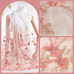 ポリエステル刺繍蝶花生地  服飾材料  ピンク  67-3/4インチ（1720mm）&nbsp;SENE-WH0003-52