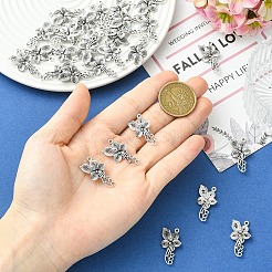 合金コネクタチャーム30個。  花のリンク  プラチナ  23x15x3mm&nbsp;FIND-YW0012-36