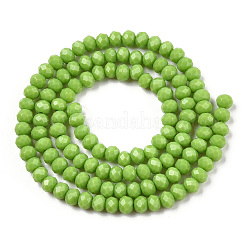 オペークソリッドカラーガラスビーズ連売り  多面カット  ロンデル  黄緑  3.5~3.8x3mm  穴：0.8~1mm  約105~110個/連  29~31cm&nbsp;EGLA-A034-P3mm-D30
