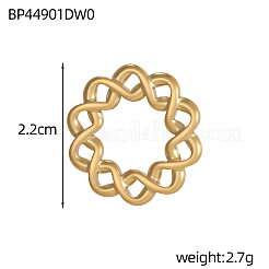 304ステンレススチールリンクリング  花  イオンプレーティング（ip）  14KGP本金メッキ  22x22mm&nbsp;STAS-OY006-87G