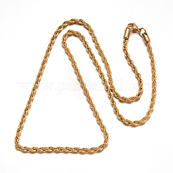 304ステンレススチールロープチェーンネックレス  カニカン付き  ゴールドカラー  25.5インチ（65cm）  4mm&nbsp;NJEW-F112-02D-G
