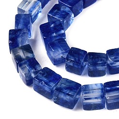 青ウォーターメロンストーンガラスビーズ連売り  キューブ  6~7x6~6.5x6~6.5mm  穴：1mm  約60~61個/連  15~15.366''（38.1~39センチメートル）&nbsp;G-T139-6x6-22A