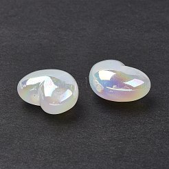 UVメッキレインボー虹色アクリルビーズ  ハート  クリアAB  16x21x10.5mm  穴：2mm&nbsp;X-OACR-H015-02