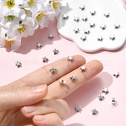 シェグレイスの真鍮ビーズ  スター  カドミウムフリー＆ニッケルフリー＆鉛フリー  プラチナメッキ  6x6.5x3mm  穴：0.8~1.2mm&nbsp;XGR0108P-145P