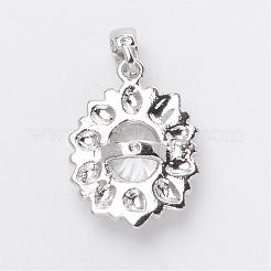 Flower Brass Cubic Zirconia Pendants&nbsp;ZIRC-F023-03