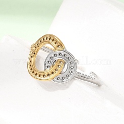 女性用304ステンレススチールカフオープンリング  二重丸  イオンプレーティング（ip）  ゴールデン·ステンレス鋼色  11.5mm  usサイズ8 1/2(18.5mm)&nbsp;SA-CBA82C8-13GP