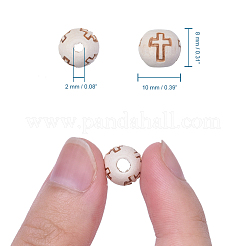 未完成の木製ビーズ  天然木製ルースビーズスペーサービーズ  無鉛の  ラウンド  ベージュ  10x8mm  穴：2mm&nbsp;X-WOOD-S656-LF