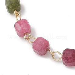 Natural Multicolor Tourmaline Beads Link Chain Bracelets for Women&nbsp;BJEW-JB13238