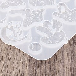 イースター DIY ペンダント モールド  シリコーン鋳造金型  UVレジン用  エポキシ樹脂工芸品作り  キノコ  ホワイト  129x119x5mm  穴：1.5~2mm&nbsp;AJEW-U023-02C