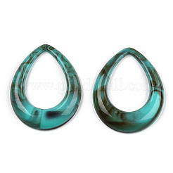 アクリルパーツ  天然石風  ティアドロップ  ダークターコイズ  53x43.5x8mm  穴：26x36mm  約73個/500g&nbsp;OACR-N130-019C