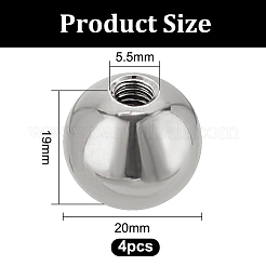 ステンレス鋼ヨーロッパのビーズ  大穴ビーズ  ラウンド  ステンレス鋼色  2x1.9cm  穴：5.5mm&nbsp;STAS-WH0066-02P